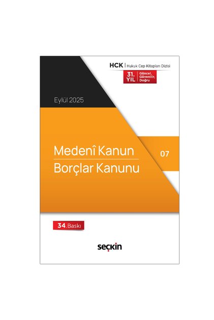 Medeni Kanun Borçlar Kanunu - Seçkin Yayınevi Kanun Metinleri Eylül 2025