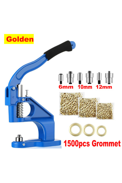 Gold Set Manual Grommet Eyelet Machine DIY Hand Press Leathercraft Sewing Pressing Punch Tool with