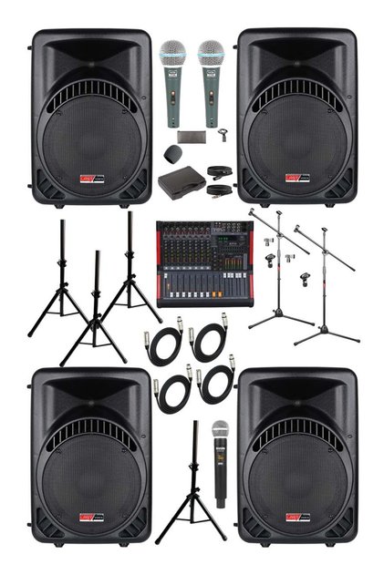 Ample Classy-Paket-4 Aktif hoparlör ve Mixer Full Ses Sistemi Seti