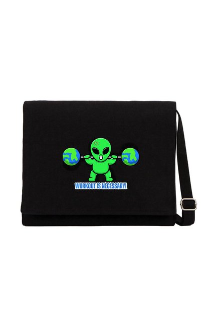 Workout Fitnes Animated Black Canvas Messenger Bag