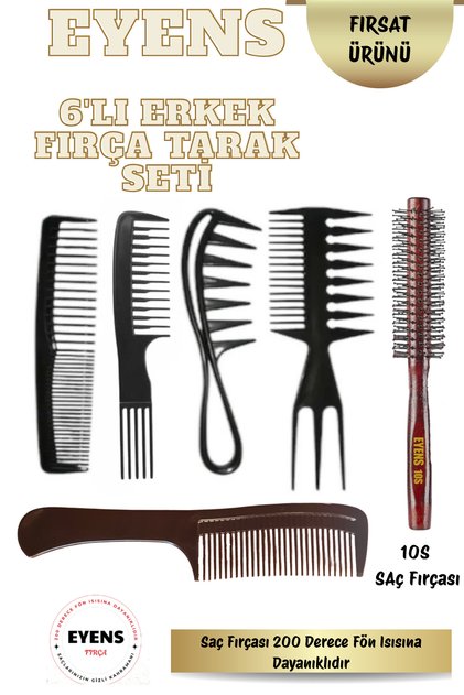 6-Piece Men's Brush and Comb Set