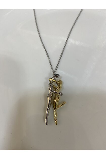 Steel Hugging Couple Necklace Infinite Love Necklace