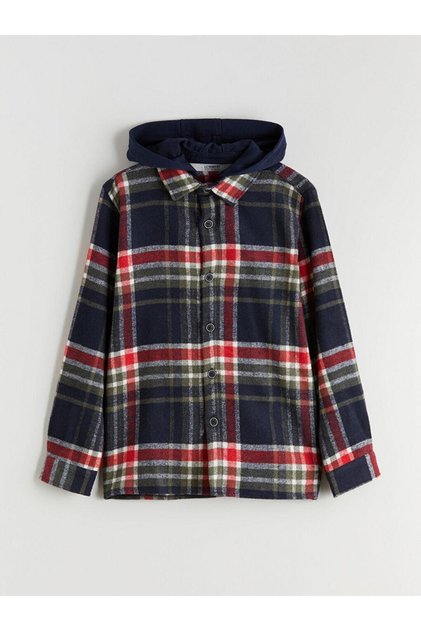 Hooded Plaid Boys Shirt (W5)