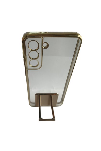 Husa de silicon pentru Samsung S21, Stand, Special Mirror Design, Gold