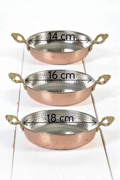 Copper Party Pan Set of 3 14 - 16 - 18 cm