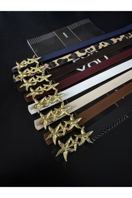 8-Piece Star Buckle Women's Belt, Coat Belt, Shirt Belt, Dress Belt