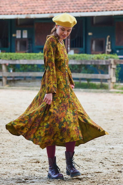 Print Long Sleeve Asymmetrical Cut Winter Women's Dress
