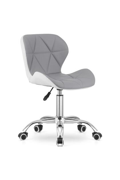 Scaun de birou, Artool, Avola, rotativ, piele ecologica, gri si alb, 47.5x55.5x84.5 cm