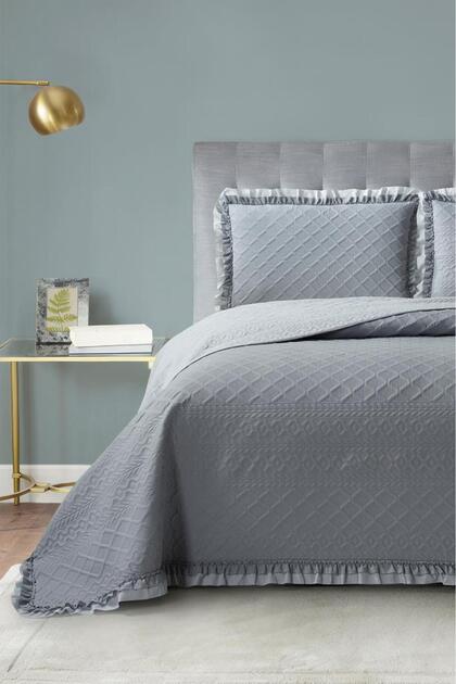 Roma Fiber Filled Double Size 240X260 cm Bedspread Anthracite
