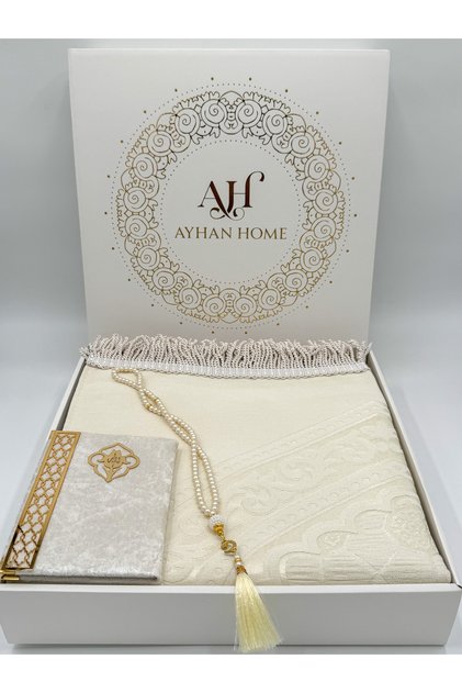 3 Piece Special Boxed Woven Twisted Fringed Prayer Rug Set