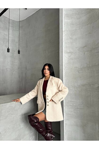 Kaşe Kumaş Oversize Blazer Kaban Ceket