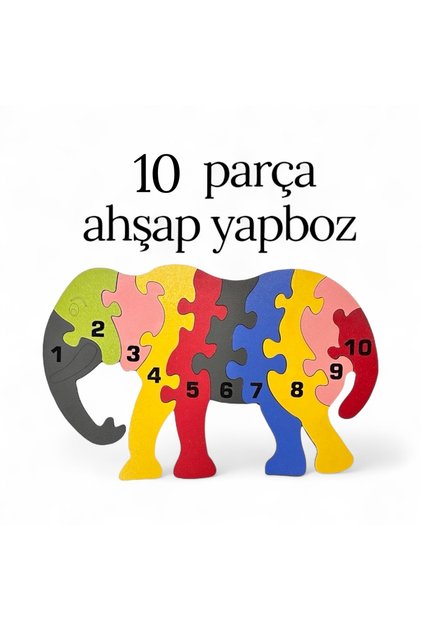 10 Parça Sayılı Ahşap Yapboz (3 mm MDF)