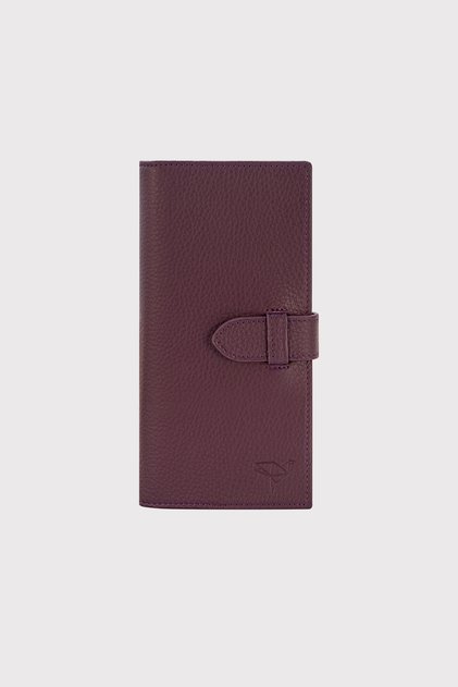 Portofel Albert Unisex din piele naturală cu blocare RFID, violet, cu compartiment pentru telefon