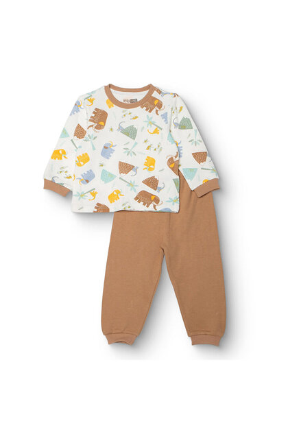HelloBaby Erkek Bebek Uzun Kol Pijama Takımı Selanik Bisiklet Yaka Uzun Kol Ribanalı Paça