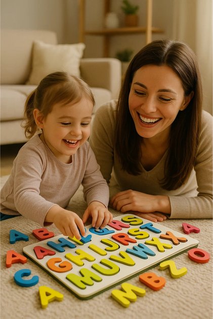 Wooden English Alphabet Puzzle Set - Upper and Lower Case Educational Montessori Intelligence Toy