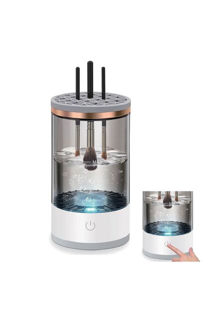 Aparat Electric 8W Negru Transparnt cu USB de Curatat Pensule Machiaj Ø9.5x16cm