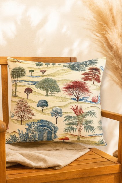 Imported Upholstery Fabric Throw Pillow - Stuffed Throw Pillow - 42 X 42 Bohemian Throw Pillow