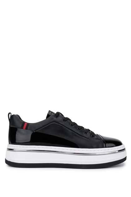 Men's Genuine Leather Black Sneakers & Sports Shoes