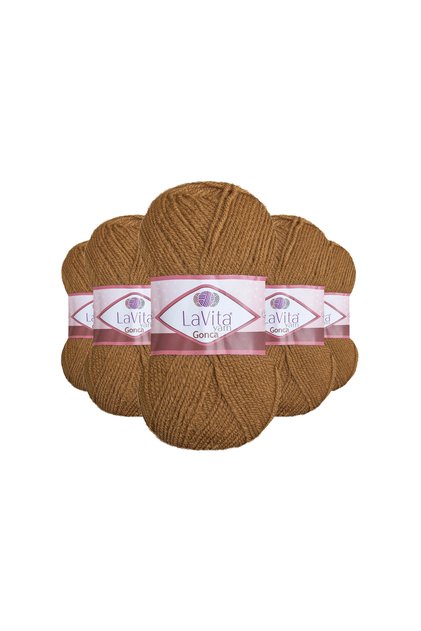 Gonca Hand Knitting Yarn 100% Acrylic 500Gr 5 Pcs (7211 Milk Brown)