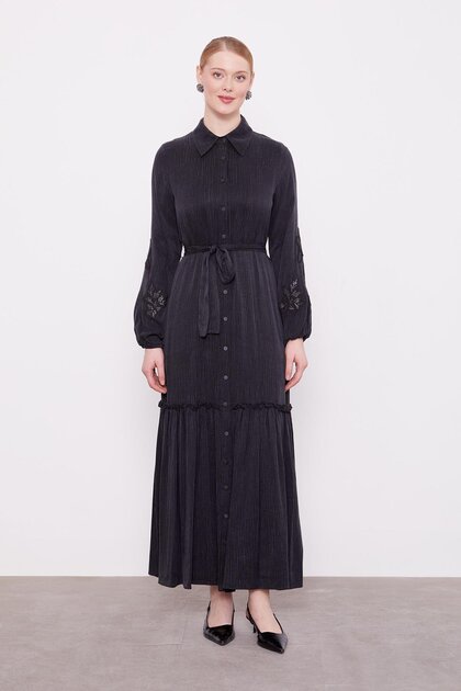 Flower Embroidered Cupra Dress