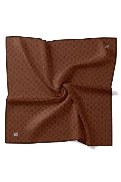 Chocolate Brown Honeycomb Pattern Twill Silk Scarf