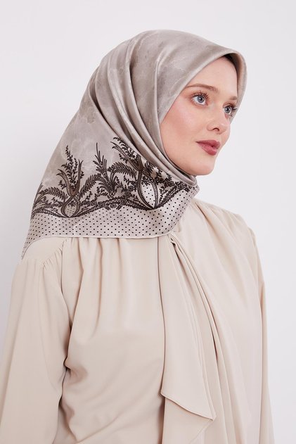 Mink Edge Speckled Twill Silk Scarf