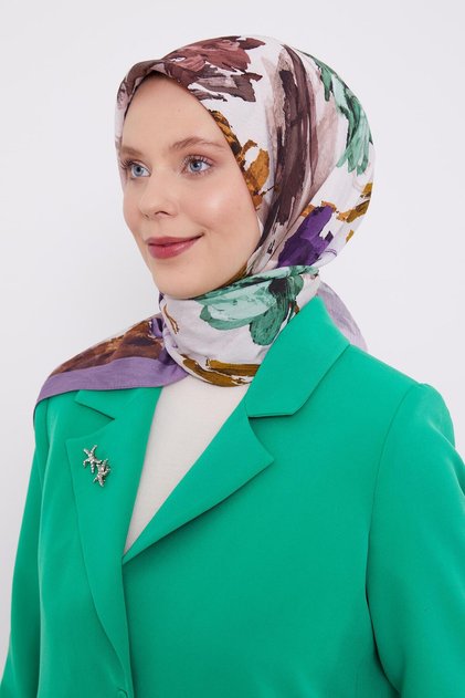 وشاح حريري بنمط تجريدي أرجواني
