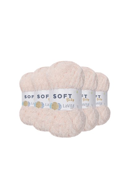 Soft Hand Knitting Yarn 100% Soft Polyester 500Gr 5 Pcs (4141 A.Pudra)