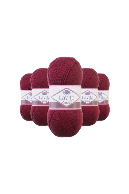 Gonca El Örgü İpi %100 Akrilik 500gr 5 ADET (3209 KOYU BORDO)