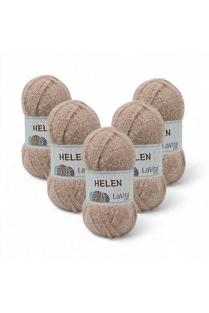 Helen Hand Knitting Yarn 100% Exclusive Polyamide 500Gr 5 Pieces (9678 Beige)
