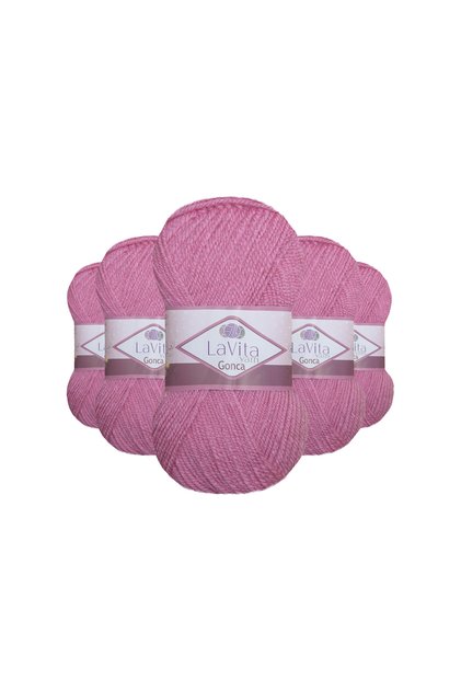 Gonca Hand Knitting Yarn 100% Acrylic 500Gr 5 Pcs (4025 Rose Pink)