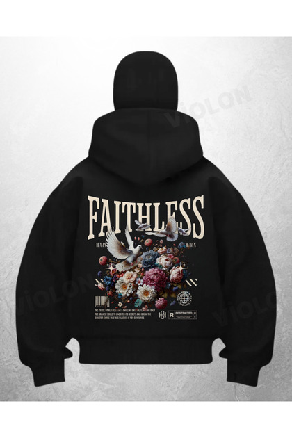 سترة كارديجان سوداء مطبوعة من Faithless بتصميم قناع الثلج الساموراي