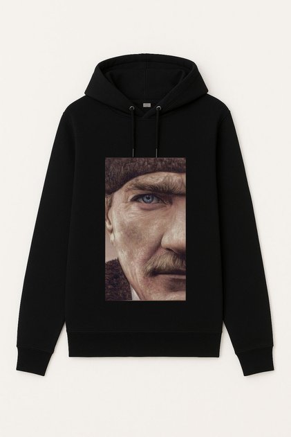 Mustafa Kemal Ataturk Printed Black Hooded Children Adult Sweatshirt Hoodie