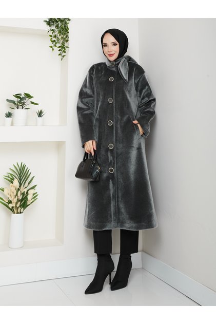 Women's Buttoned Bow-Tie Model Foks Fabric Stylish Cardigan Coat