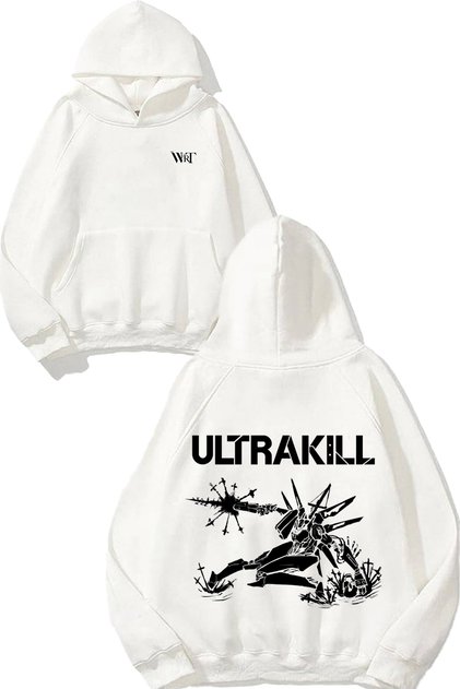 Ultrakill 2 Design Back Printed White Hooded Sweatshirt