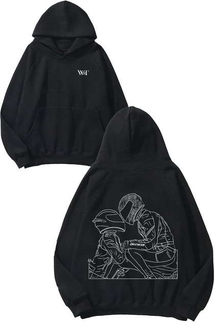 Motorcycle Lover Design Back Printed Black Hooded Sweatshirt