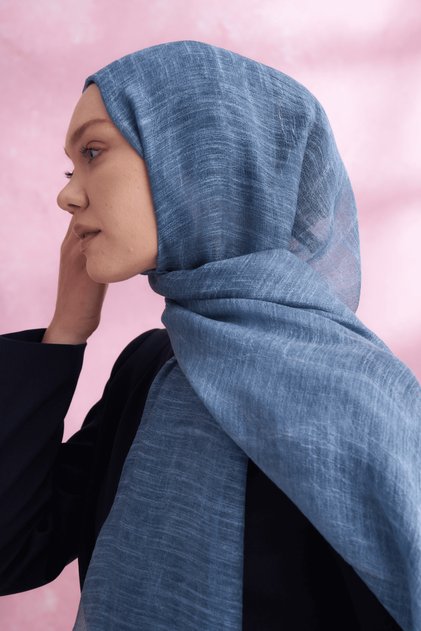 İpekli Eskitme model Şal - İndigo