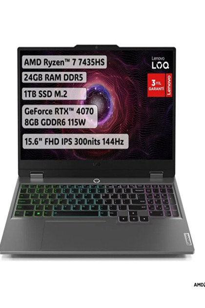 LENOVO LOQ AMD Ryzen 7 7435HS 24GB 1TB SSD RTX4070 Freedos 15.6