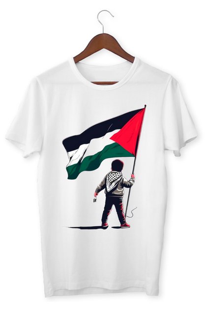 Palestine Solidarity T-Shirt Flag Printed T-Shirt Children Adult Unisex White T-Shirt