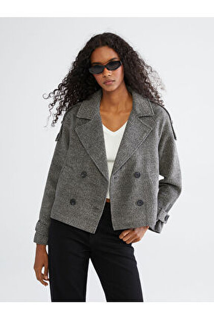 LC Waikiki XSIDEGri Kruvaze Yaka Kadın Kaşe Ceket - Fiyatı, Yorumları