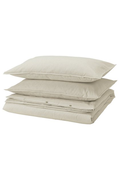 SOLFIBBLA Duvet cover and 2 pillowcases, white beige/stripe, 240 x 220/50 x 80 cm