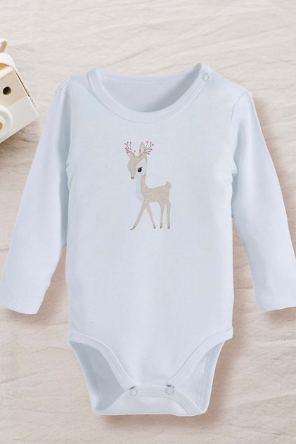 100% Cotton Organic Christmas Cute Deer Baby Bodysuit