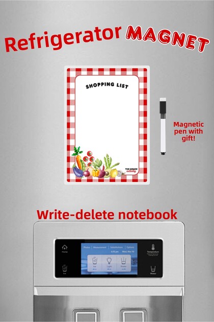 Summer Sil Red Polka Dot Vegetable Themed Shopping List Refrigerator Magnet Note Holder Kitchen Decoration