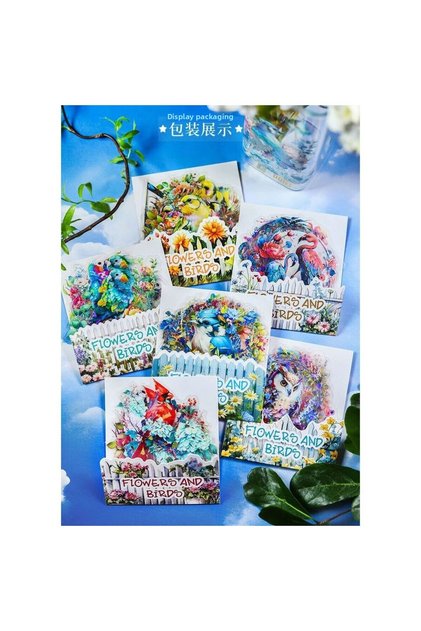 P10-10 Pieces Hologram Kus Ve Cicek Pet Sticker - Number: 1