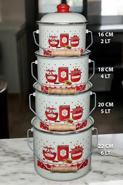 Enamel Copper Yogurt Pulses Container Set 16-18-20-22 cm