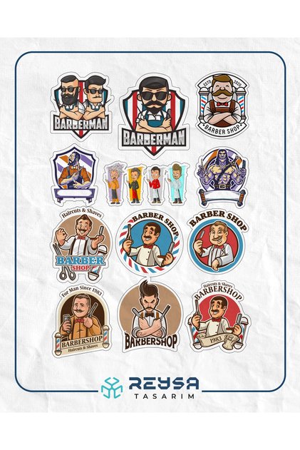Barber Hairdresser Sticker Set-1 15 Pieces Phone, Tablet, Notebook, Laptop Sticker