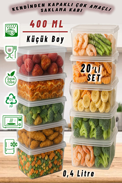 Ezupack 0,4 LT 20 Adet Kendinden Kapaklı Mikrodalga Difriz Derin