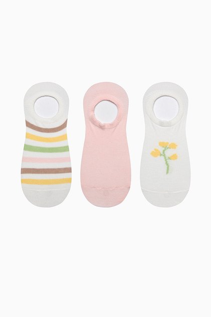 جوارب رياضية مكونة من 3 قطع باللون الوردي والأبيض من Floral Line