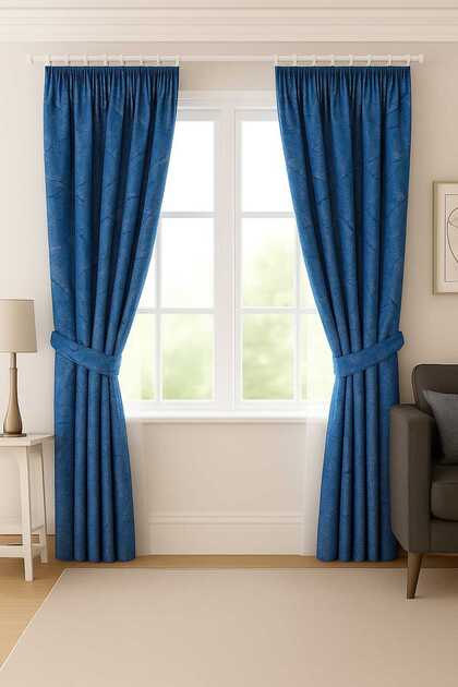 Patterned Heavy Weight Luxury Background Curtain (Straight Installation Adjustable Pleated Sleeve Tied)