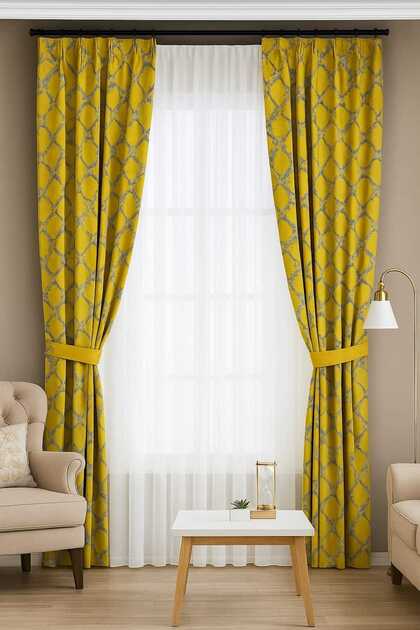 Heavy Weight Luxury Background Curtain (Flat Sewing, No Piles, Adjustable Pile Handle Tie)